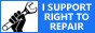 88x31 pixel button that says 'i support the right to repair' with a hand holding a wrench